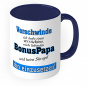 Preview: Dunkelblaue Tasse mit Motiv -Verschwinde ich habe einen verrückten, mich liebenden Bonuspapa und keinen Skrupel ihn einzusetzen