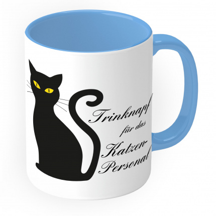 Hellblaue MotivMonster-Tasse - Trinknapf für das Katzenpersonal