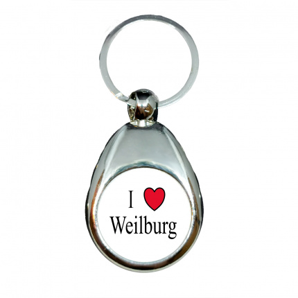 I love Weilburg  - Schlüsselanhänger - Metall mit Einkaufswagenchip