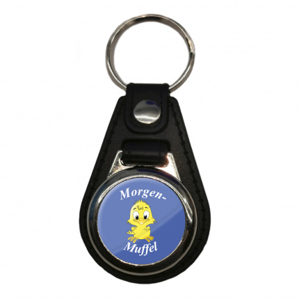 Morgenmuffel - Schlüsselanhänger - Leder - Clip -  mit Einkaufswagenchip