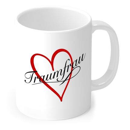 Tasse „Traumfrau“ mit rotem Herz in Weiß