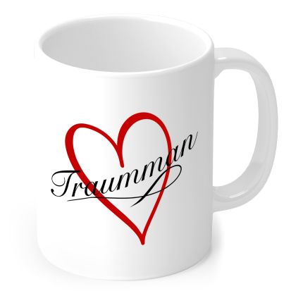 Tasse „Traummann“ mit rotem Herz in Weiß