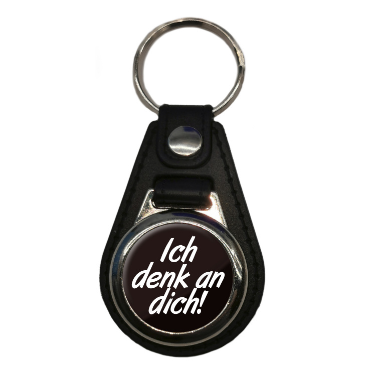 Ich denk an dich! - Schlüsselanhänger - Leder - Schwarz