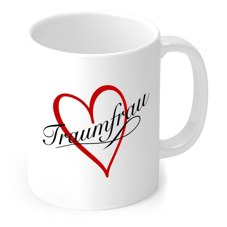Tasse „Traumfrau“ mit rotem Herz in Weiß